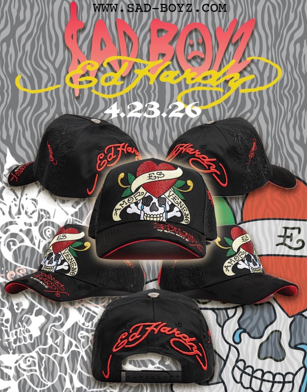 SB XED HARDY AMOR ES VENENO solo gorra